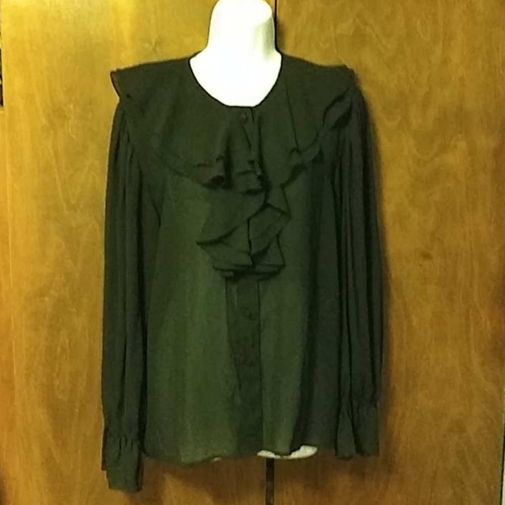 TESS BLACK RUFFLE BLOUSE